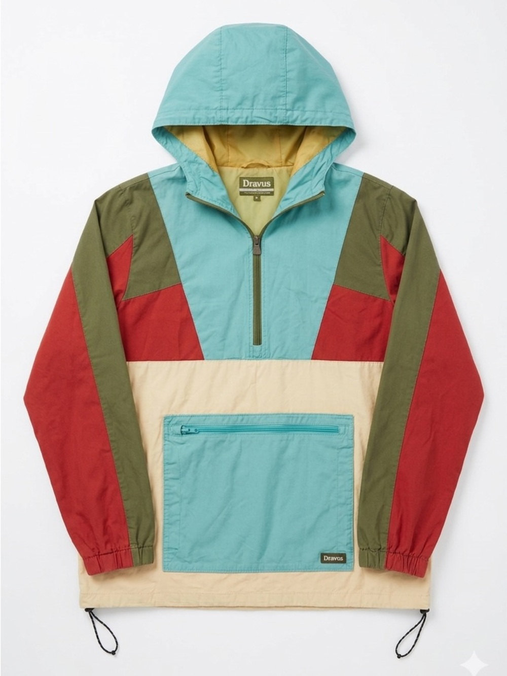 Dravus Men's Colorblock Windbreaker Anorak - Teal/Red/Olive